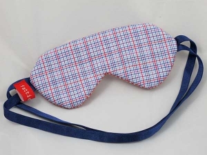 Schlafbrille Kleinkaro blau-orange/weiss