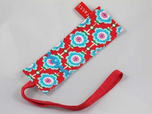 Buchzeichen (rot mit Blumen)