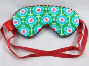 Schlafbrille Blumen grün-türkis Flausch